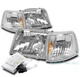 93-97 FORD RANGER PICKUP CHROME HEADLIGHTS W/CORNER TURN SIGNAL LAMP+8K HID KIT