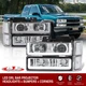 Clear DRL Projector Head Lights +Corner Bumper For 1994-1998 Chevy C10 C/K Tahoe
