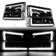 FIT 03-07 CHEVY SILVERADO 1500 2500 3500 HYBRID LED BAR BLACK HEADLIGHTS 4PCS