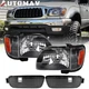 For 2001-2004 Toyota Tacoma Front Headlights Black Headlamps & Bumper Light Pair