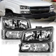 Black Headlights For 2003-2006 Chevy Silverado Avalanche Headlights Left&Right