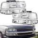 Clear Chrome Headlights Fit For 99-02 Chevy Silverado 2000-2006 Tahoe Suburban