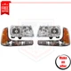 Headlights with Parking Lights set 4 pieces for 1999-2000 GMC Yukon Denali