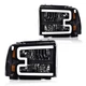 LED DRL Headlights Assembly Ford F250 F350 F450 F550 2005-2007 Clear Lens Black