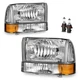 W/Bulb Headlights For1999-2004 Ford F250/F350/F450/F550 Super Duty Excursion L+R