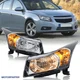 Pair Chrome Headlights Clear Lens For 2011-2016 Chevy Cruze Headlamp Left+Right