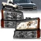 Pair Smoke Headlights For 2003-2006 Chevy Silverado 1500 2500 3500 Bumper Lamps 