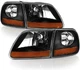 Black Housing Headlights W/Corner Lights Left Right for 1997-2003 Ford F150