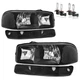 Pair Headlights For 1999-2006 GMC Sierra 1500 2500 Yukon XL Headlamps w/Bulbs