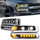 Fit For 99-02 Chevy Silverado LED DRL Headlights Corner Bumper Signal Lamps