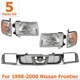 Front Bumper Grille + Headlights + Corner Lamps For 1998 - 2000 Nissan Frontier