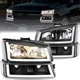For 2003-2006 Chevy Silverado 1500-3500 Headlights w/ LED DRL Headlamps LF & RH