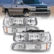 4Pcs Headlights+Bumper Lamps For 99-02 Chevy Silverado 00-06 Suburban Tahoe L+R