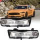 Pair DRL For 2018-2023 Ford Mustang Fog Lights LED Sequential Turn Signal Lamps