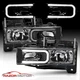 88-98 For Chevy GMC C/K 1500 2500 3500 C10 FullSize Truck LED Black Headlights