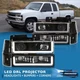 For 94-98 Chevy C10 C/K Black LED DRL Projector Headlights + Bumper Corner Lamps