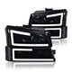 Smoke Headlights Bumper Lamps Fit For 03-07 Chevy Silverado Avalanche w/ LED DRL