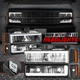 [C-LED DRL] For 88-93 Chevy C10 C/K 1500 2500 Headlight Bumper Corner Lamp Black