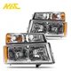 Pair Headlights Assembly For 04-2012 Chevy Colorado GMC Canyon Chrome Amber Pair Headlights Assembly For 04-2012 Chevy Colorado GMC Canyon Chrome Amber