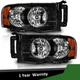 Pair Headlights Assembly For 2002-2005 Dodge Ram 1500 2500 3500 Black Headlamps