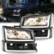 For 2003-2006 Chevy Silverado Headlight Avalanche Headlamp Bumper Lamp w/LED DRL
