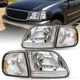 Pair Headlights Chrome w/Amber Corner For 1997-2003 Ford F150/97-02 Expedition