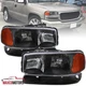 Black  Fits 1999-2006 GMC Sierra Yukon Headlights+Bumper Signal Lamps Left+Right