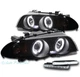 For 99-01 BMW E46 4dr LED Halo Black/Smoke Projector Headlight Lamp w/DRL Signal