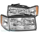FOR 97-99 CADILLAC DEVILLAC REPLACEMENT HEADLIGHTS HEADLAMP LAMP W/CORNER CHROME