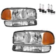Pair Headlights Chrome For 1999-2006 GMC Sierra 1500 2500 Yukon XL with bulbs