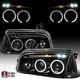Fit 2006-2010 Dodge Charger Polish Black LED Halo Headlights Corner Signal Lamps