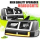 Switchback F-Style LED DRL Headlights for Chevy Express GMC Savana 03-23 Black