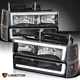 Fits 1994-1998 GMC Sierra C10 C/K 1500 Black LED Tube Headlights Bumper Lamps
