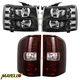 4PCS Black Headlights+Smoke Red Taillights For 2007-13 Chevy Silverado 1500 2500 4PCS Black Headlights+Smoke Red Taillights For 2007-13 Chevy Silverado 1500 2500