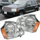 Left+Right Side For Jeep Grand Cherokee 2005 2006 2007 Headlights Chrome Halogen