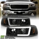 Black 1999-2006 GMC Sierra Yukon Denali LED Tube Projector Headlights Headlamps