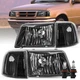 For 93-97 Ford Ranger Pickup Halogen Black Clear 4PCs W/Bulbs Headlights Pair