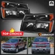 Fits 2004-2012 Chevy Colorado GMC Canyon Black Headlights+Parking Corner Lamps