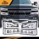 FIT FOR 2003-07 CHEVY SILVERADO 1500 LED DRL HEADLIGHT BUMPER LAMPS CHROME