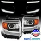 Fits 2014-2018 GMC Sierra 1500 2500HD 3500HD Projector Headlights w/ LED Strip