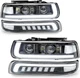 LED Projector Headlights Pair DRL Clear Side for Chevy Silverado Suburban Tahoe