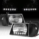 Black LED Strip Headlights+Corner Lamps Fit 1992-2006 Ford E150 E250 Econoline