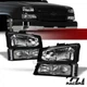 For 2003-2006 Chevy Silverado/Avalanche Black Headlights+Signal Bumper Lamps nb