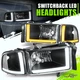 Switchback L-Shape LED Headlights for Dodge Ram 1500 2500 3500 94-02 Black/Clear