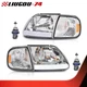 Fit For 97-04 F-150 Expedition Chrome/Clear LED DRL Headlights & Corner Lights