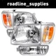 Pair Headlights For 2001-2004 Toyota Tacoma Chrome Headlamps with Bumper Lamps