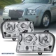 Pair Chrome Headlights For 2005-2010 Chrysler 300 Halogen Headlamps Front Lamps