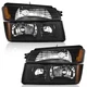 WEELMOTO Black Headlights For 2002-2006 Chevy Avalanche 1500 2500 Left+Right