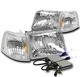 93-97 FORD RANGER PICKUP CHROME HEADLIGHTS W/CORNER TURN SIGNAL LAMP+10K HID KIT
