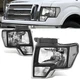 PAIR/2PCS Black Clear Headlight Headlamp Assembly For Ford F-150 F150 2009-2014